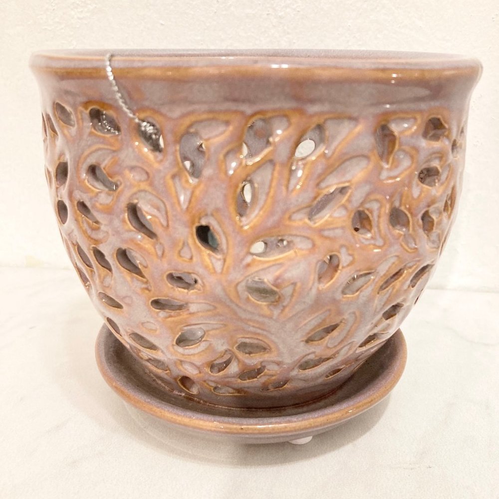 Lavender Orchid Planter with Caramel Color